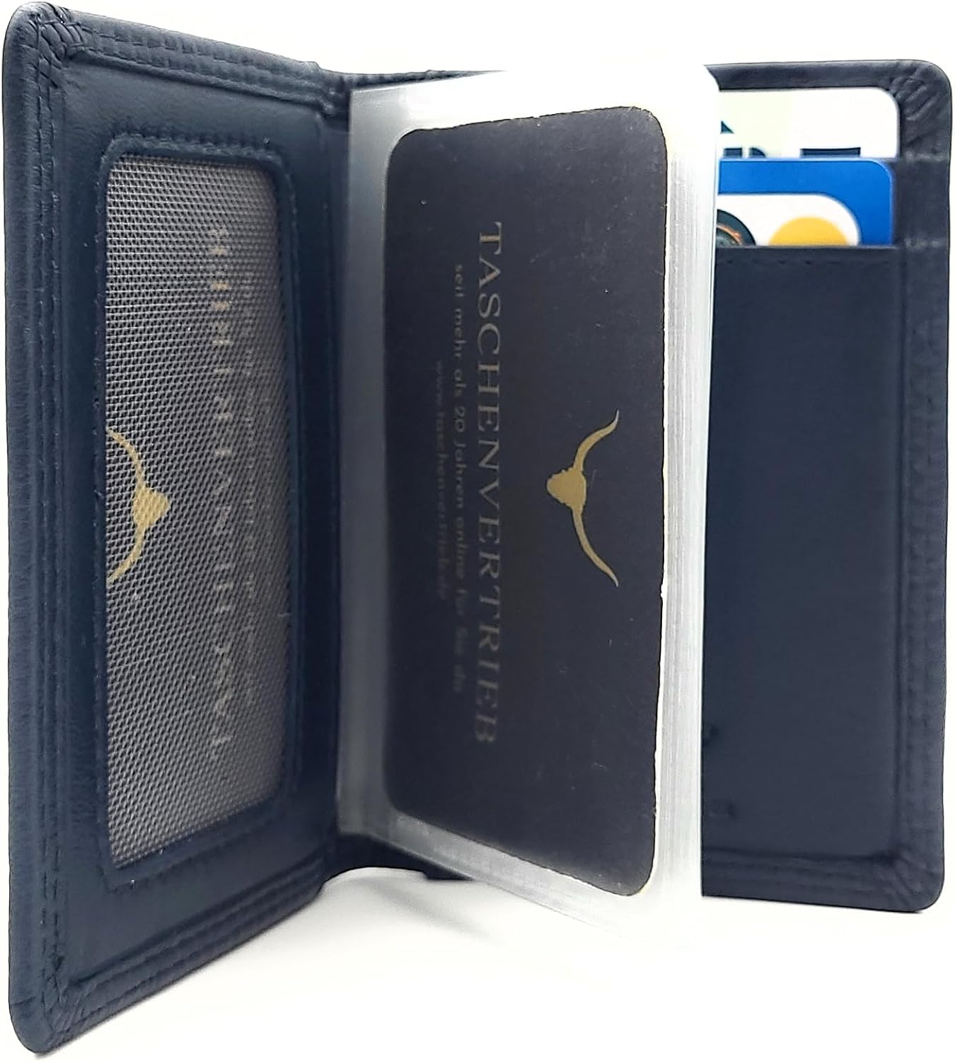 Detalle 2 de Lemasi RFID Kreditkartenetui aus echtem Nappa-Leder – Visitenkarten- und Ausweisetui, Navy