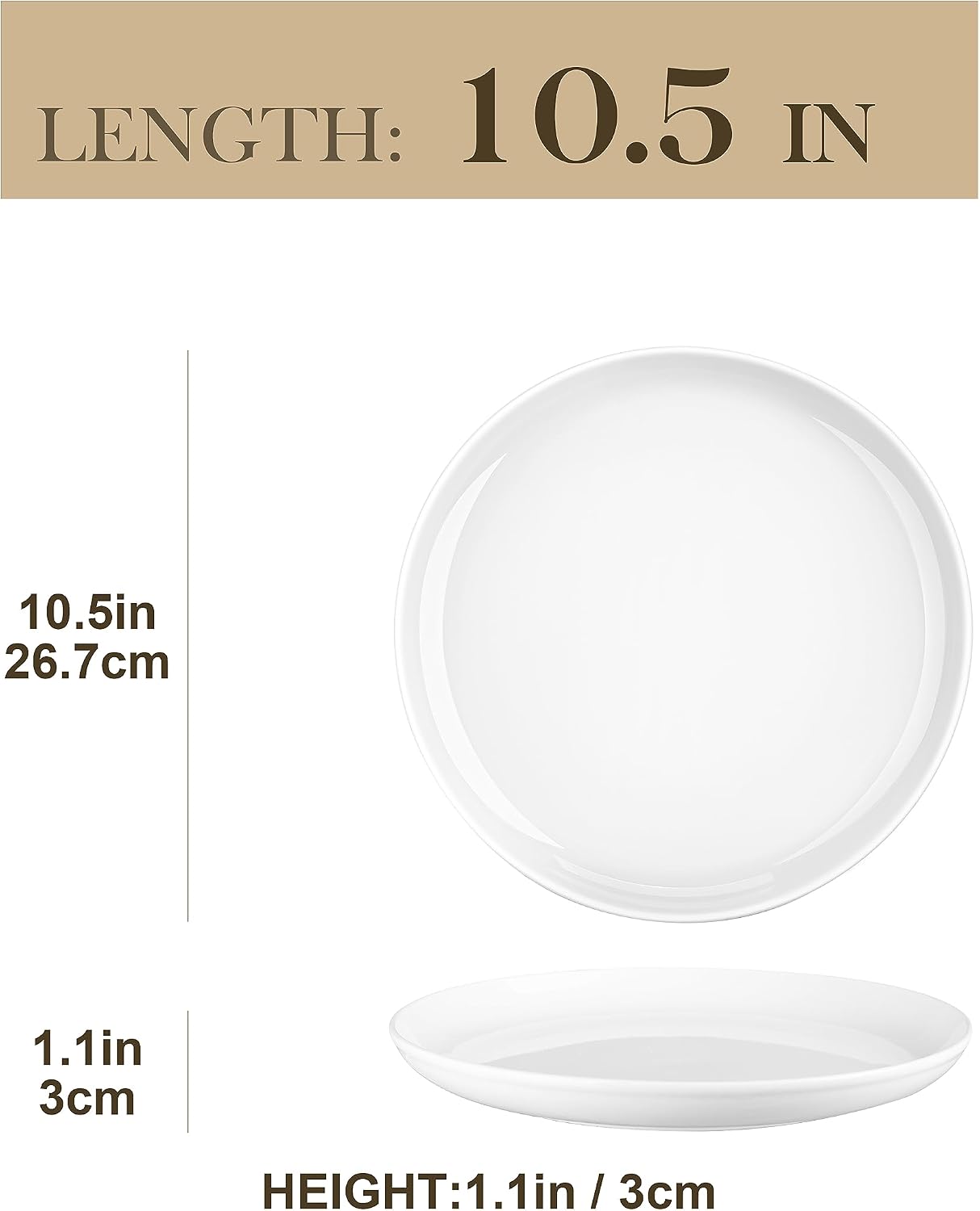 Detalle 2 de MALACASA REG dinerborden van porselein, set van 6, rond en ivoorwit