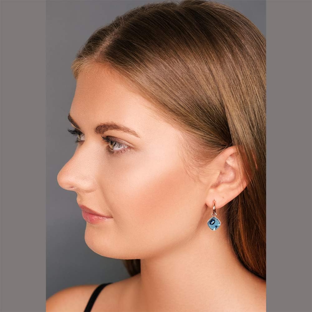Detalle de Rosegold Creolen Charm Anhänger aus 925er Sterling Silber mit Markenkristallen – NOBEL SCHMUCK