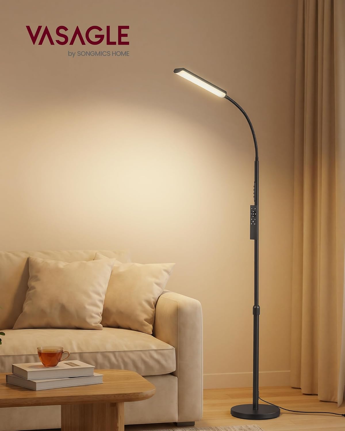 Thumbnail 1 de VASAGLE Lampada da Terra con altezza regolabile 141–175 cm, 15 W e testa flessibile 360° LFL007WC02