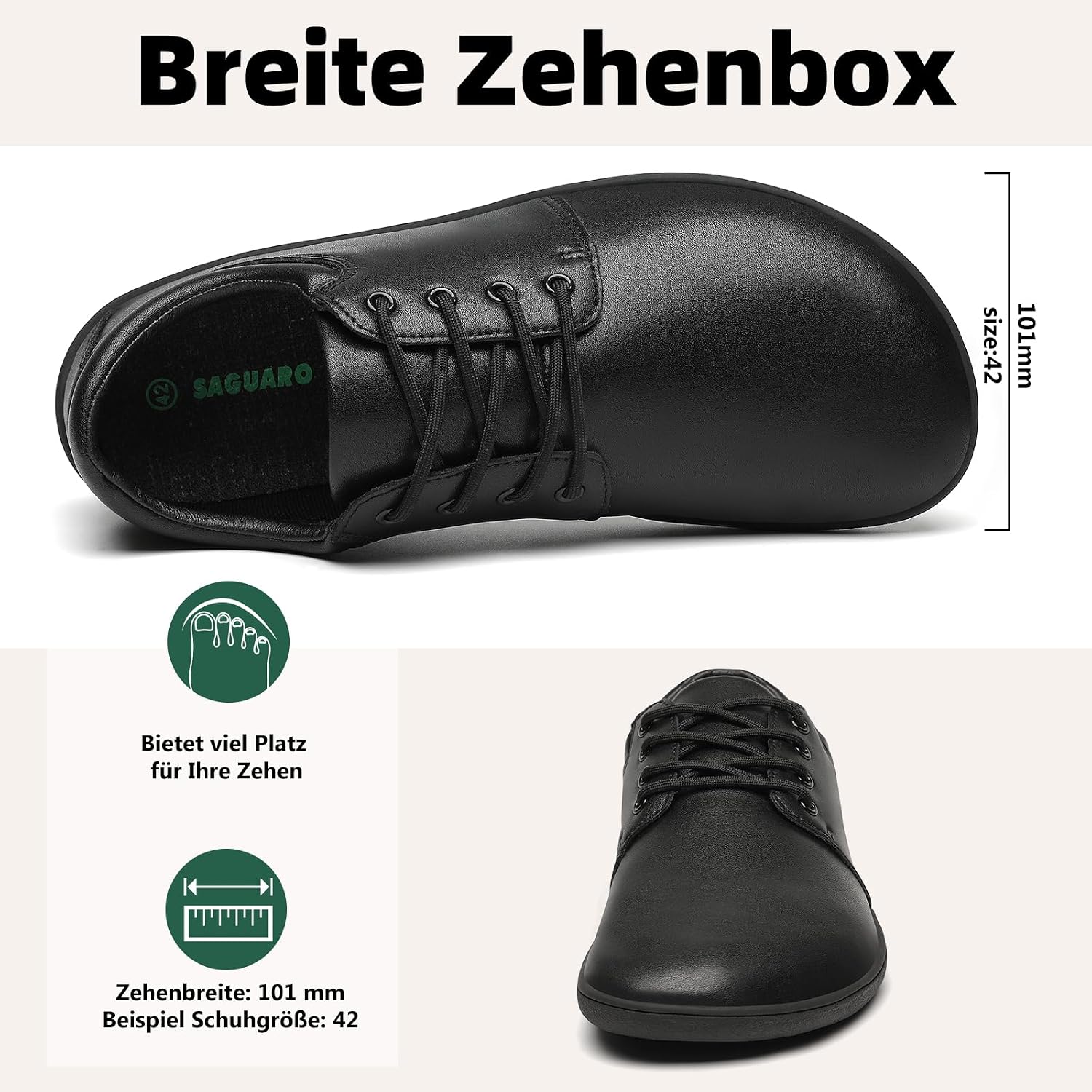 Thumbnail 1 de SAGUARO Herren Barfußschuhe Noble II – Breite Zehenbox, Nullabsatz, rutschfeste Sohle (Gr. 36–48)