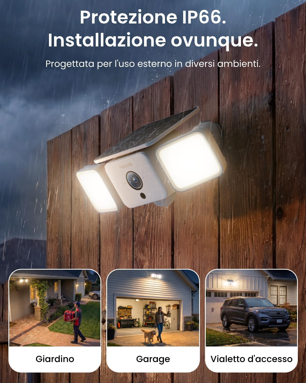 Thumbnail 6 de Reolink 2K Telecamera Wi‑Fi Esterno con Faro Solare — 150°, allarme sirena e visione notturna a colori