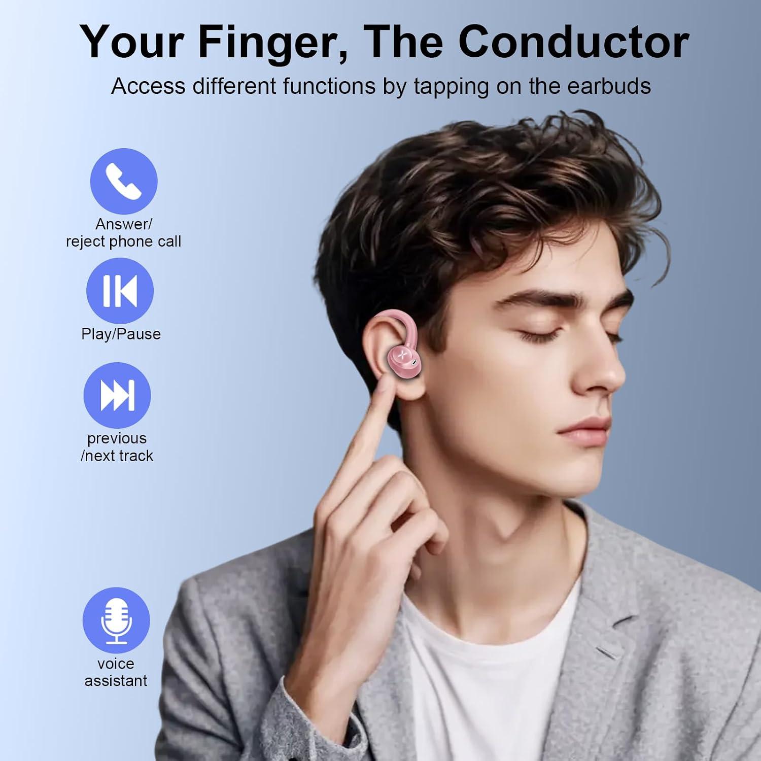 Detalle 2 de Bluetooth Kopfhörer Sport, 2026 In Ear – IPX7, 60 h Spielzeit, LED Display, ENC, 14 mm Treiber