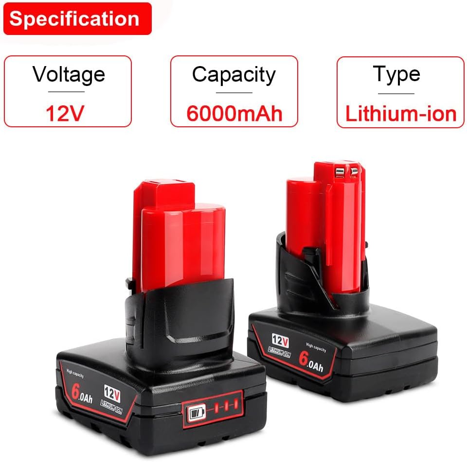 Detalle 2 de Powarobor M12 6.0Ah replacement battery
