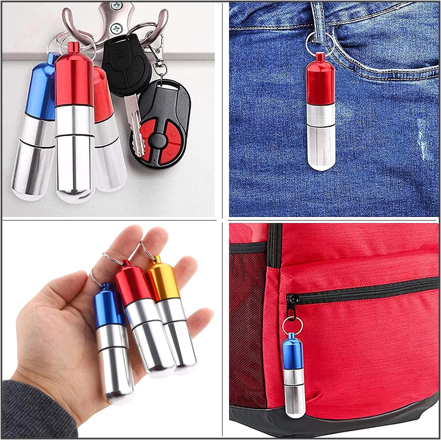 Thumbnail 6 de Bztzhm aluminium pillendoosje met sleutelhanger, waterdicht, set van 3