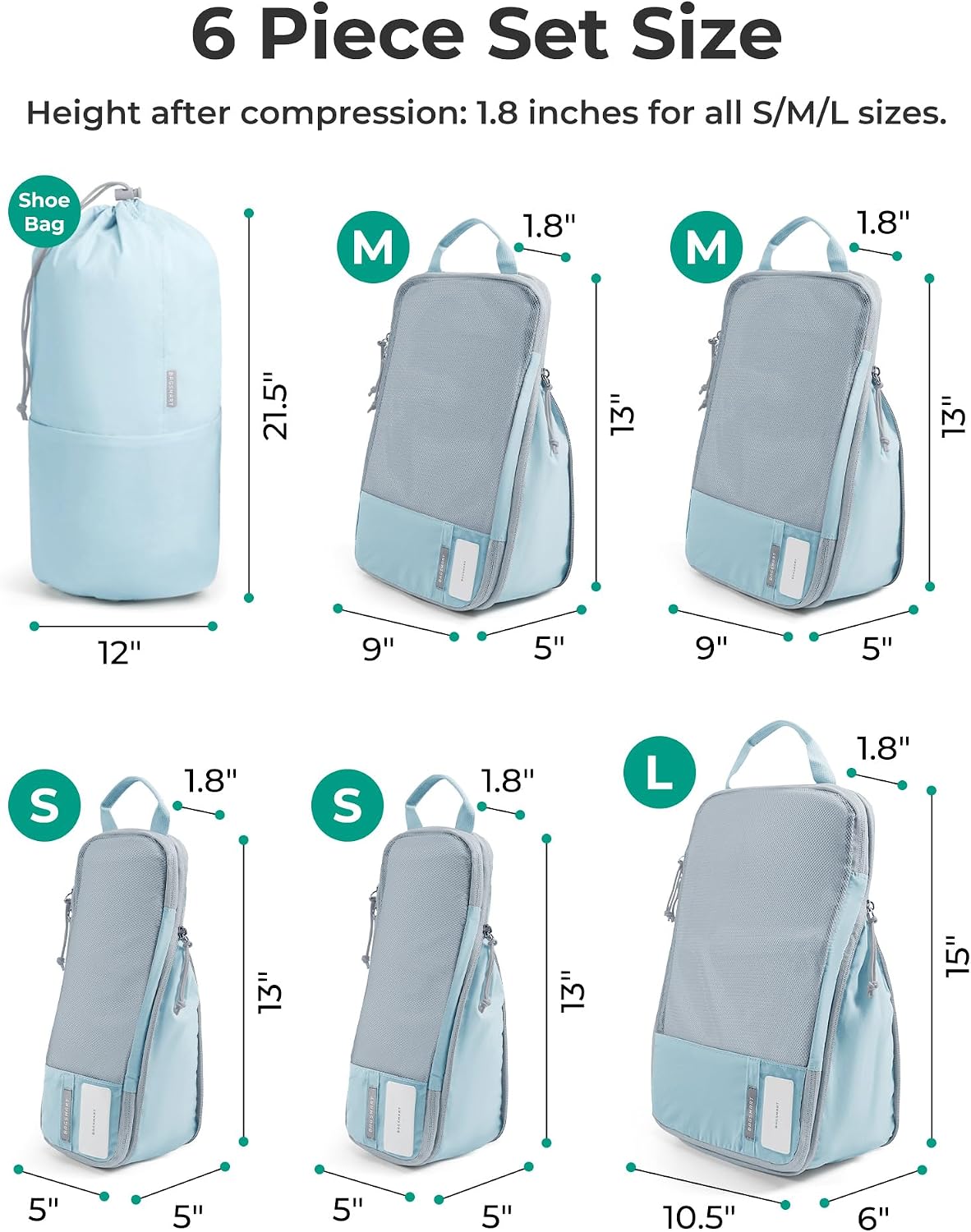 Thumbnail 2 de BAGSMART Compression Packing Cubes 6-Set