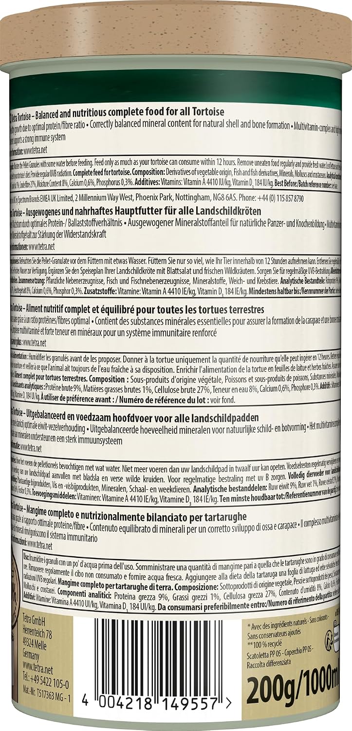 Detalle de Tetra 149557 Tortoise – aliment complet pour tortues terrestres, 1 L