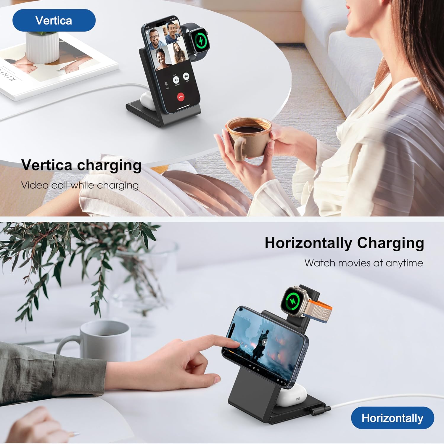 Detalle de New Travel Foldable 3-in-1 Wireless Charging Station