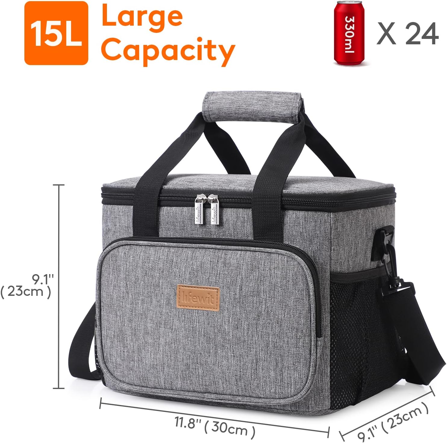 Detalle 2 de Lifewit 15L 24 Dosen Kühltasche – kompakt, wasserfest und vielseitig einsetzbar