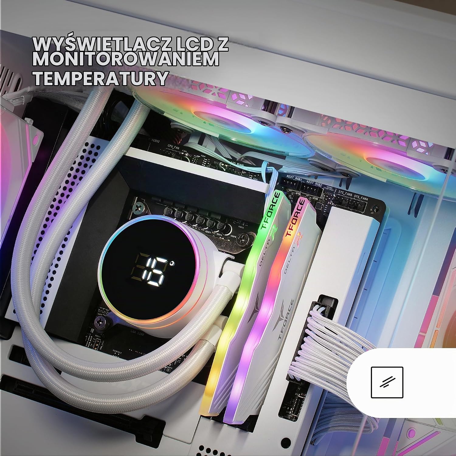 Detalle 2 de Mars Gaming ML-LCD240 MLLCD240W – chłodzenie AIO 500 W, LCD ARGB, 2 × 120 mm