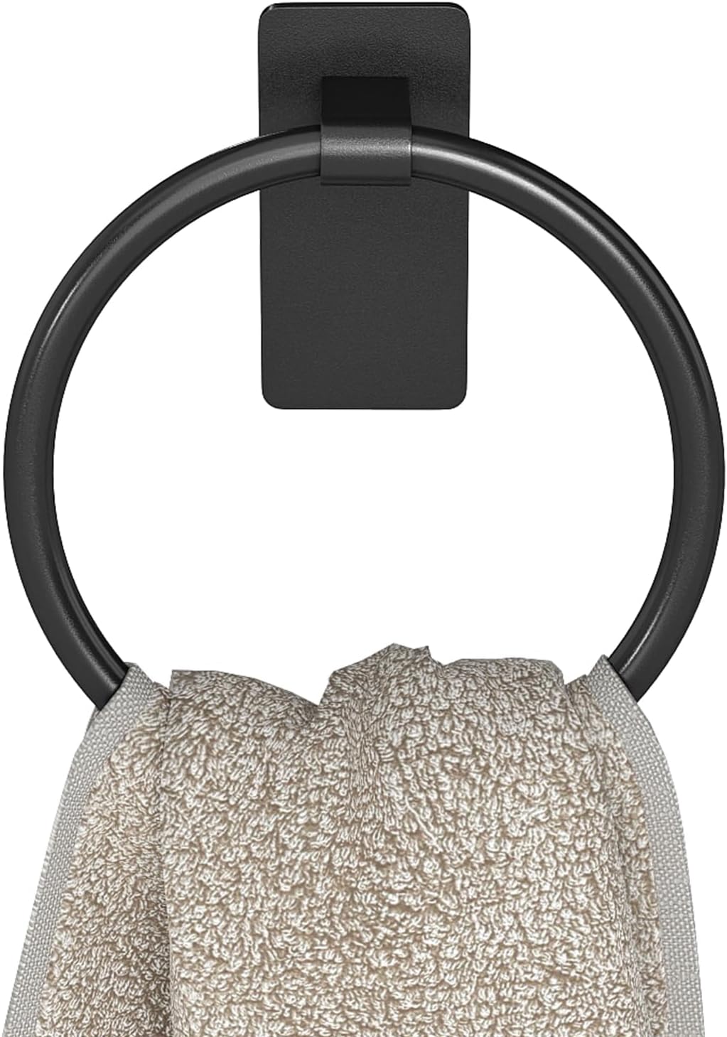 Detalle de STWWO 104108011 Adhesive Towel Ring, Black Stainless Steel and Aluminum