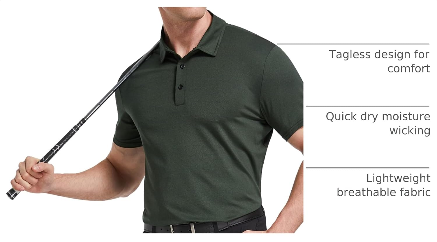 Detalle 2 de TELALEO 5-Pack Men's Performance Golf Polo Shirts, Quick-Dry, UPF 50+