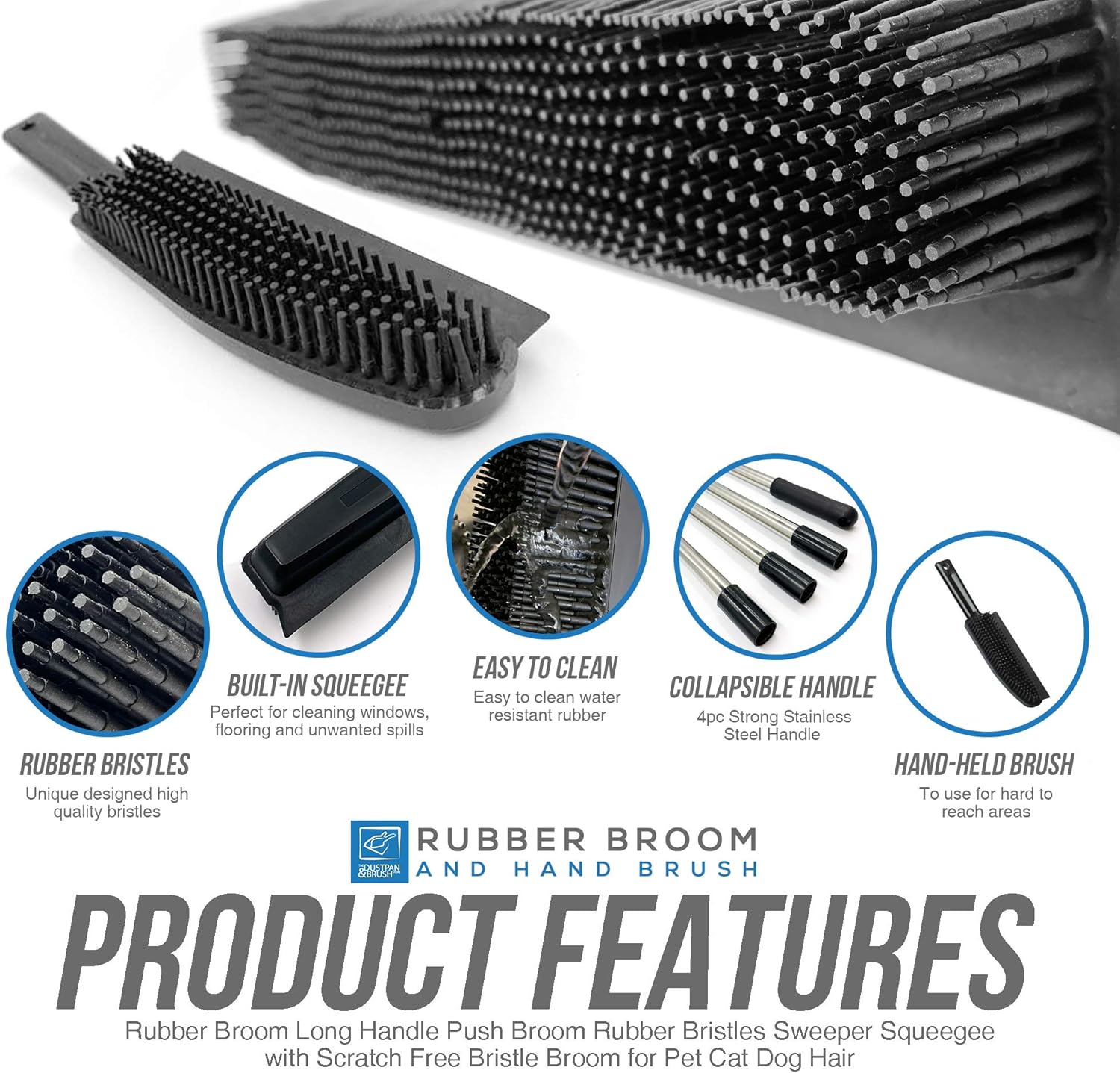 Thumbnail 1 de Rubber Broom Long Handle for Pet Hair