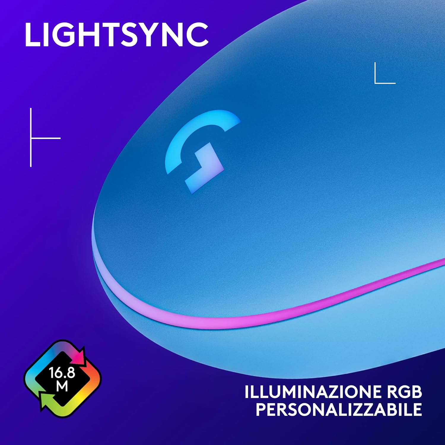Thumbnail 3 de Logitech G G203 LIGHTSYNC mouse gaming RGB con 8000 DPI e 6 pulsanti programmabili, blu
