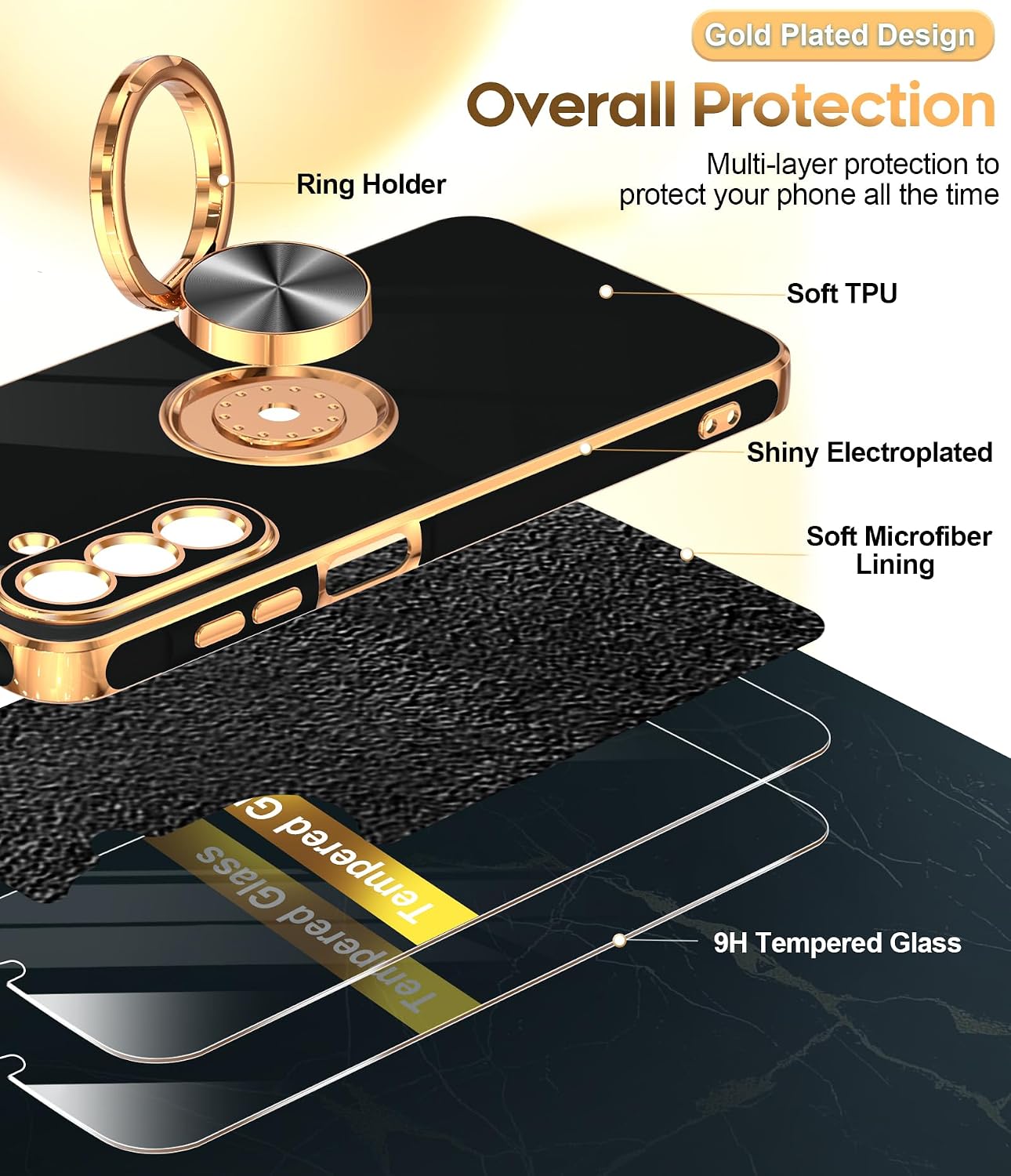 Thumbnail 2 de LeYi Galaxy A17 5G Phone Case (2-Pack Tempered Glass) with 360° Rotatable Ring Holder Magnetic Kickstand