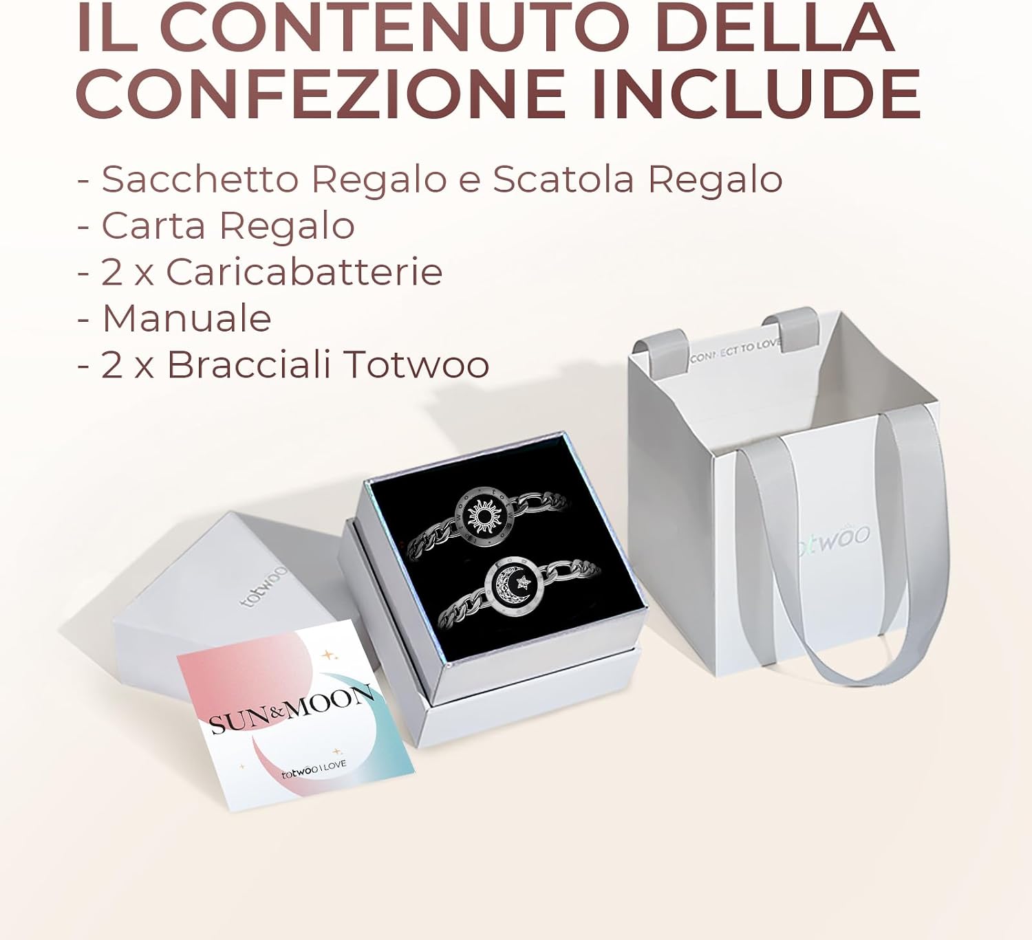 Thumbnail 4 de TOTWOO Braccialetti di Coppia Touch: Connessione Uno-a-Uno con Luci, Vibrazioni e App