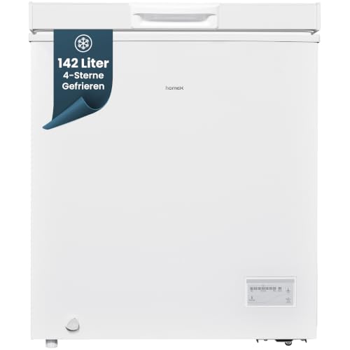 Detalle de homeX FT1421-W Gefriertruhe, 142 Liter, 4-Sterne-Gefrieren und Schnellgefrierfunktion