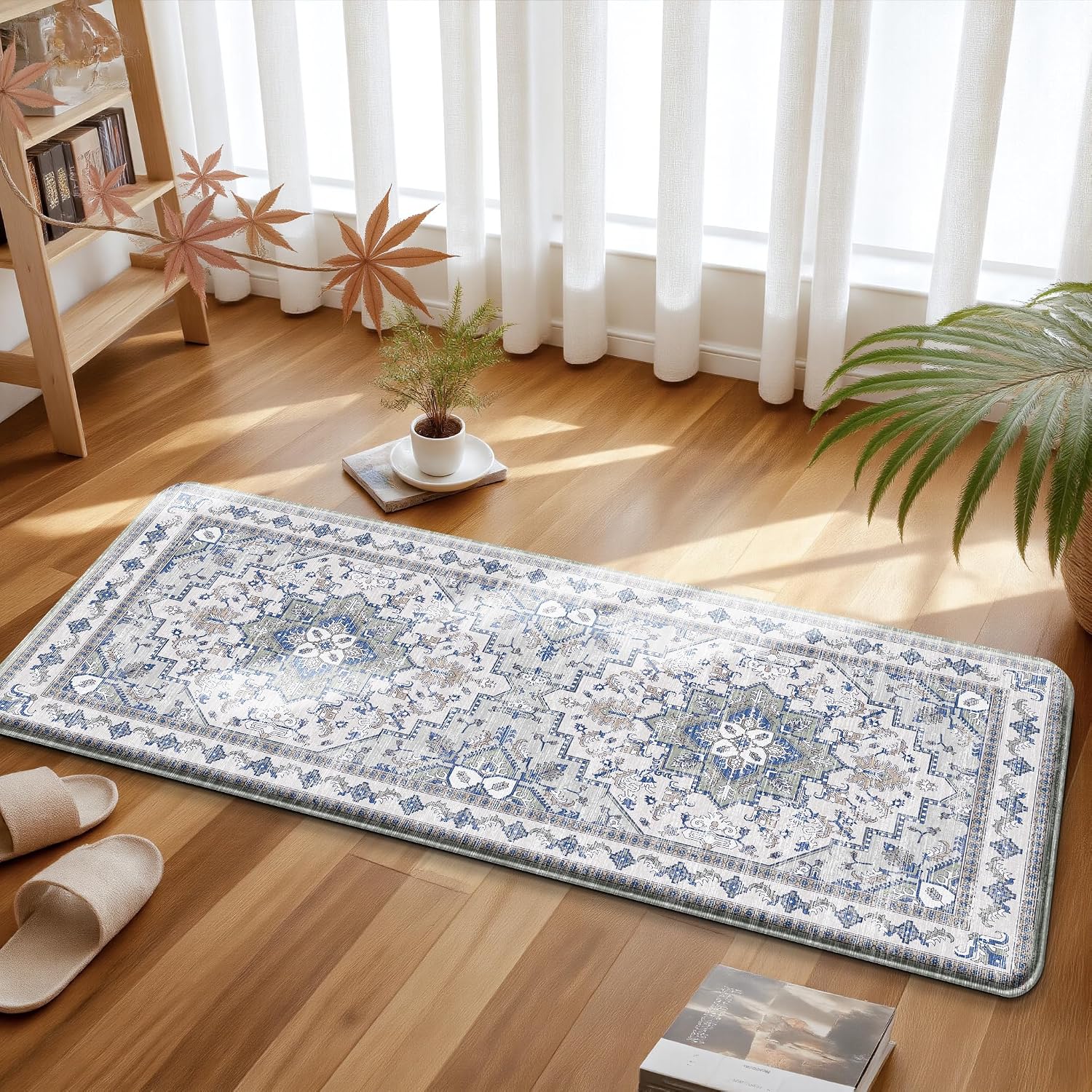 Thumbnail 6 de Boho Kitchen Mats for Floor 2 Piece Set — Anti-Fatigue, Non-Slip, Waterproof Cushioning (Blue Grey) 17.3" x 47" + 17.3" x 28