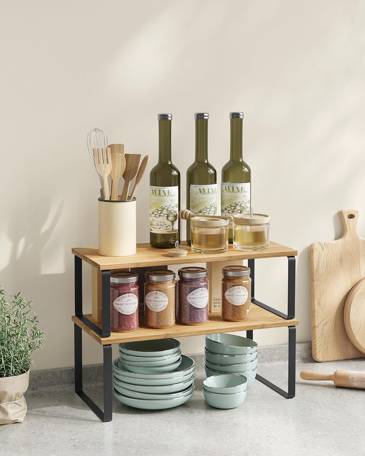 Thumbnail 1 de SONGMICS KCS200B01 Spice Rack set of 2 cupboard shelf organisers (expandable, stackable)