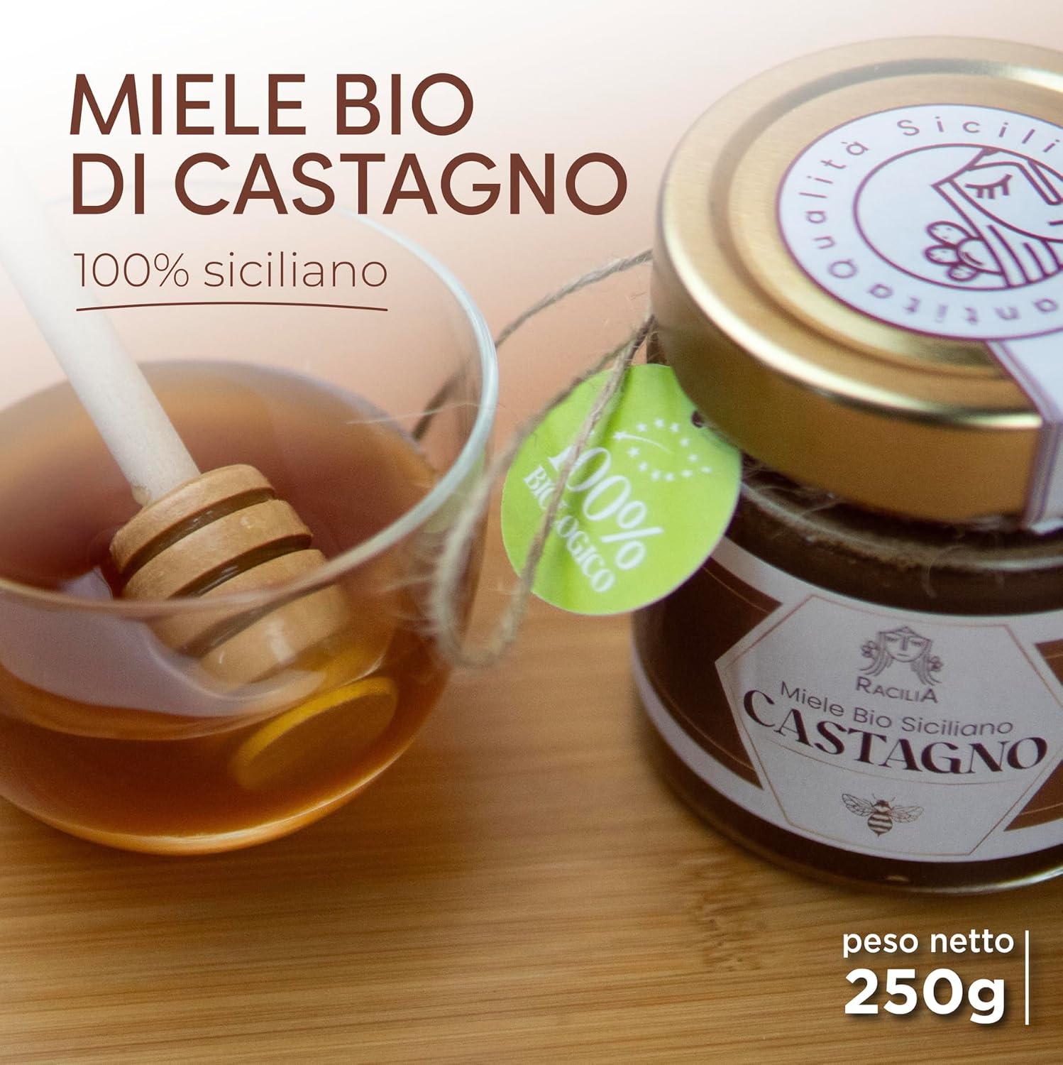 Detalle de Racilia Miele Bio di Castagno – Miele di Castagno 100% Biologico, 250 g