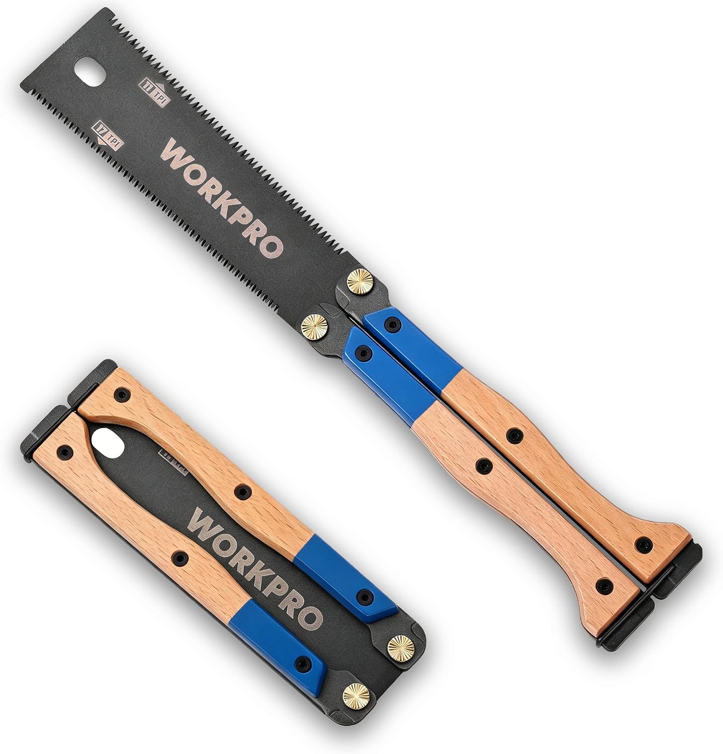 WORKPRO Sega Sega Giapponese Pieghevole 310 mm, Doppio Filo 11/17 TPI – Lama SK5, Manico in Faggio