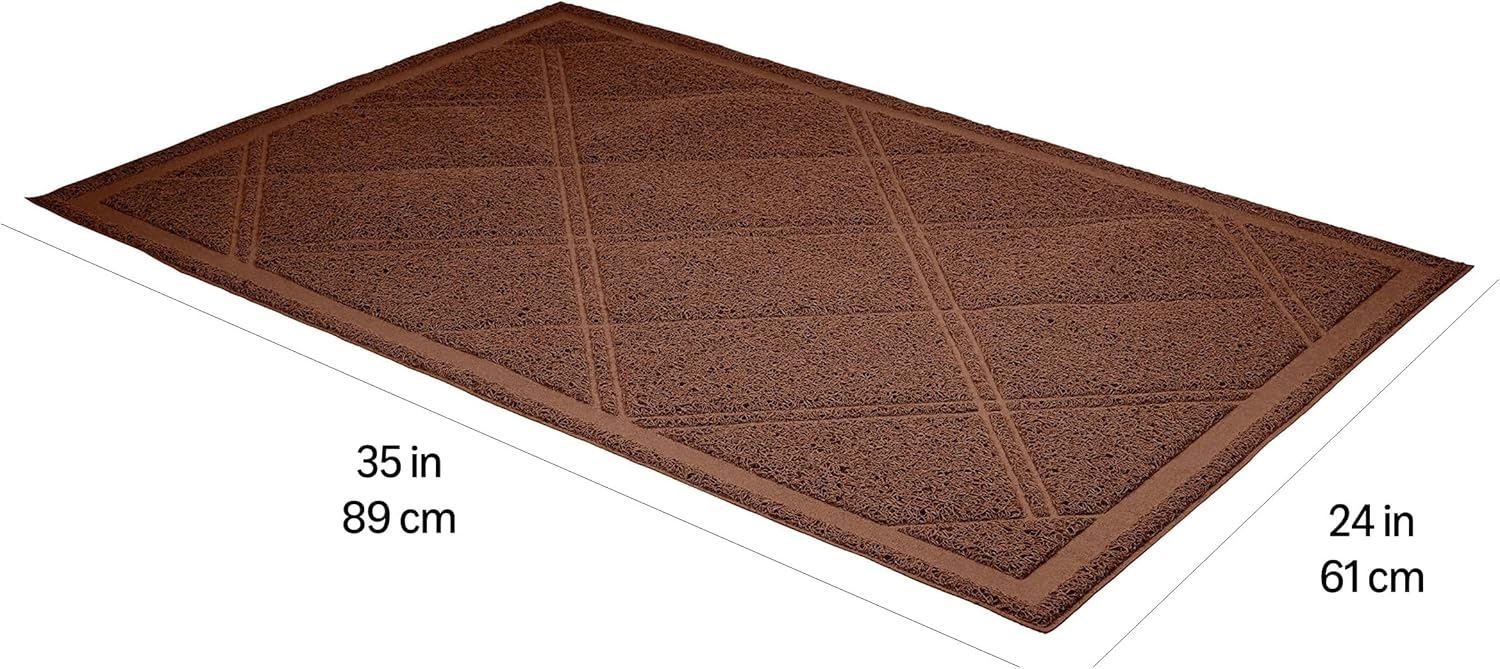 Detalle de Amazon Basics Less-Mess Cat Litter Box Mat, 24" x 35", Unscented, Brown