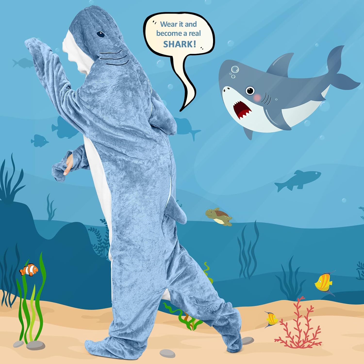 Detalle 2 de Ambitelligence Shark Blanket Hoodie Onesie