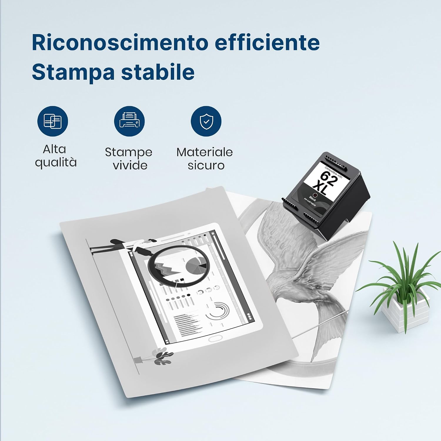 Thumbnail 4 de Cartuccia 62 XL Nero compatibile per HP 630 pagine
