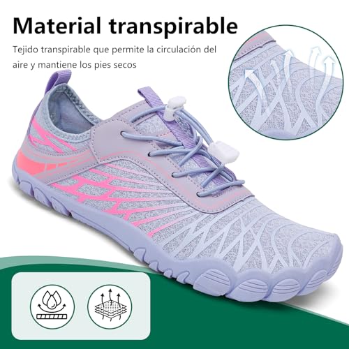Thumbnail 5 de SAGUARO Barefoot escarpines de agua para mujer plegables, secado rápido y puntera ancha (morado oscuro, talla 38)
