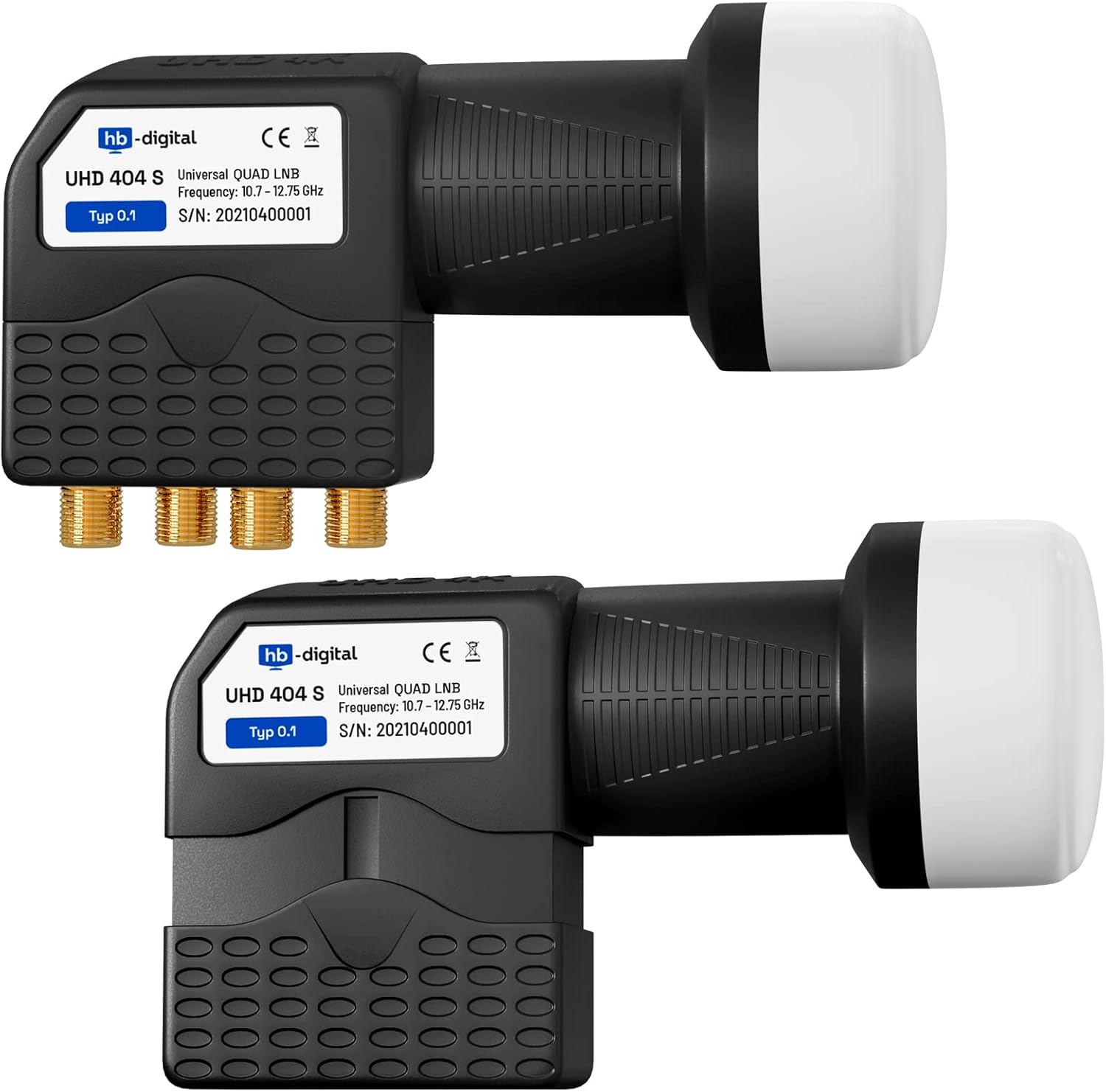 Detalle de hb-digital Quad LNB – 4-fach-Quad-LNB mit LTE-Schutz, 0,1 dB Rauschmaß und Wetterschutz