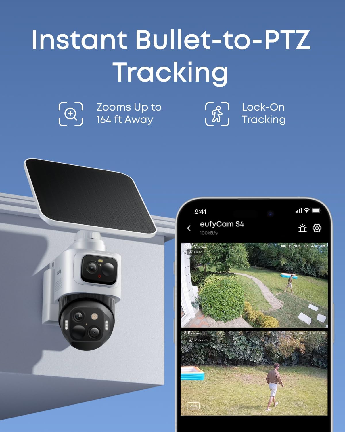 Detalle de eufy Security T8172 eufyCam S4 2-Camera 4K Solar PTZ Security System