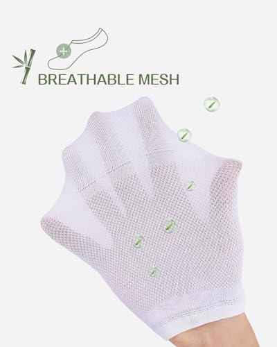 Detalle de Cirorld Bamboo No Show Socks for Men & Women, 6 Pairs – Non-Slip White (9-12)