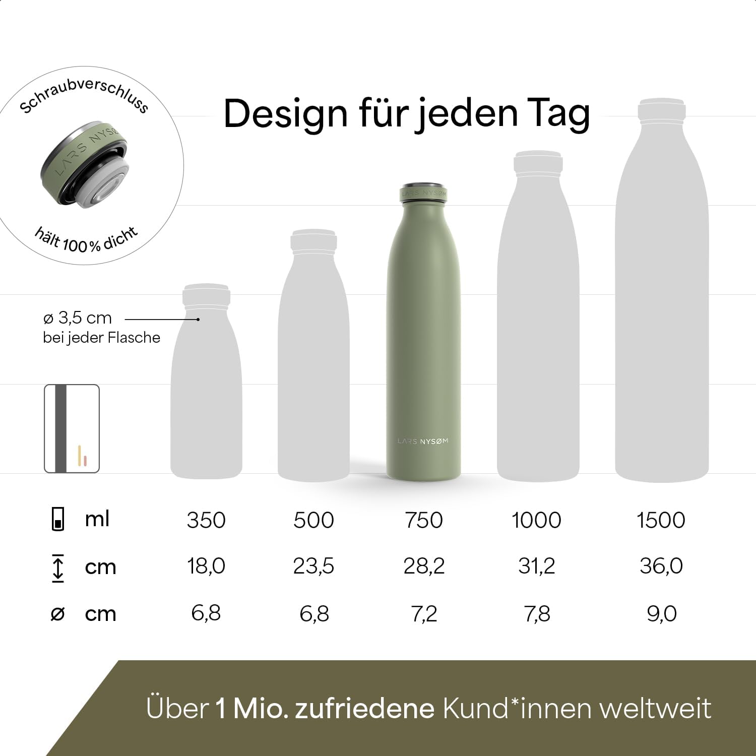 Thumbnail 3 de LARS NYSØM Ren Trinkflasche Edelstahl 750 ml