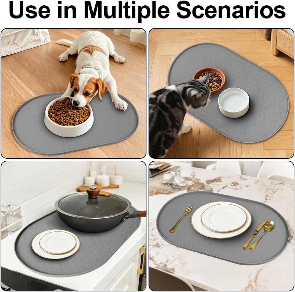 Thumbnail 6 de Adiwo Tappetino Ciotola Cane Antiscivolo – 50x25 cm in silicone grigio