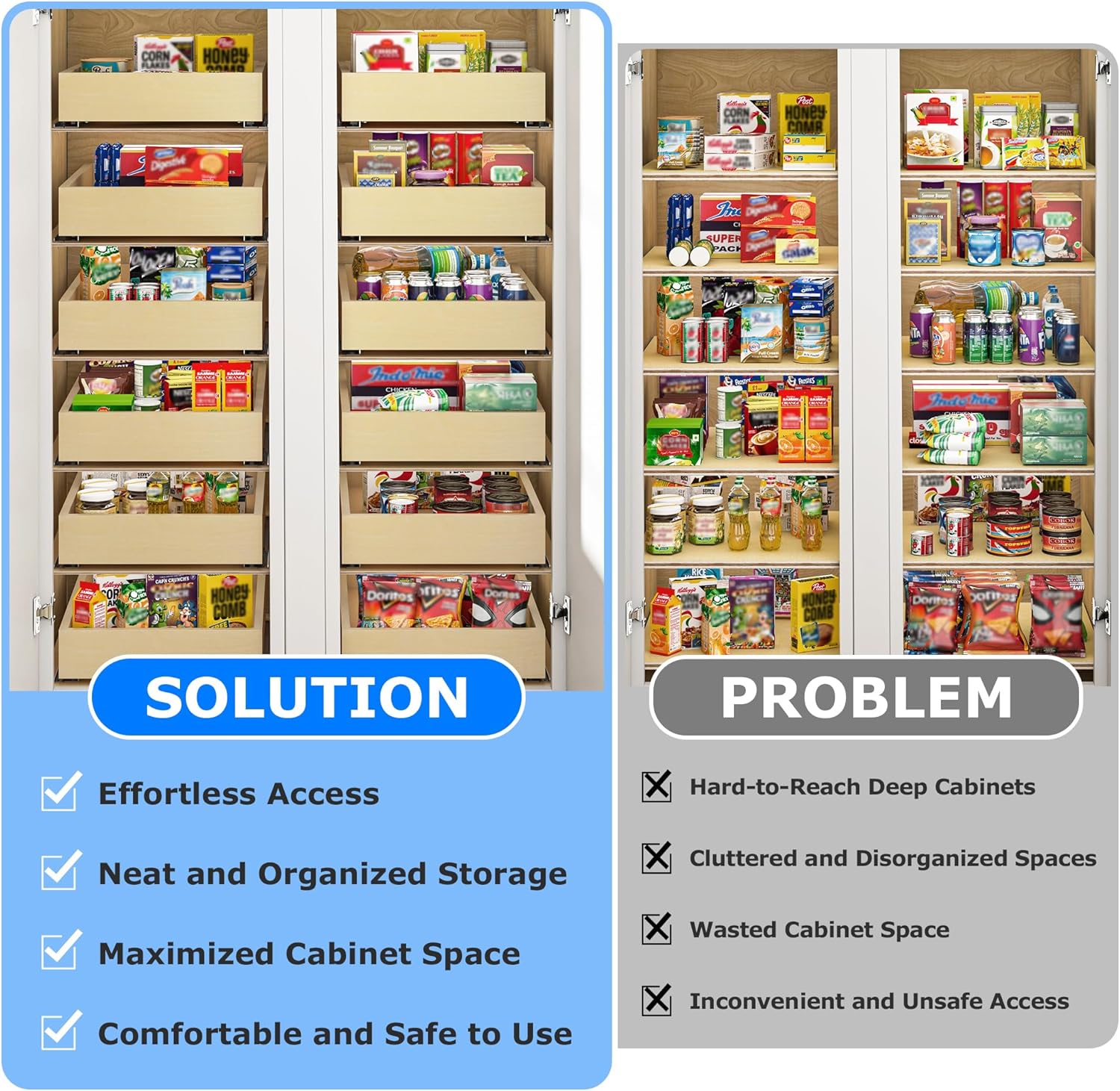 Thumbnail 3 de WelFurGeer Heavy-Duty Plywood Pull-Out Cabinet Drawers (23" W x 22" D) with Soft-Close Slides