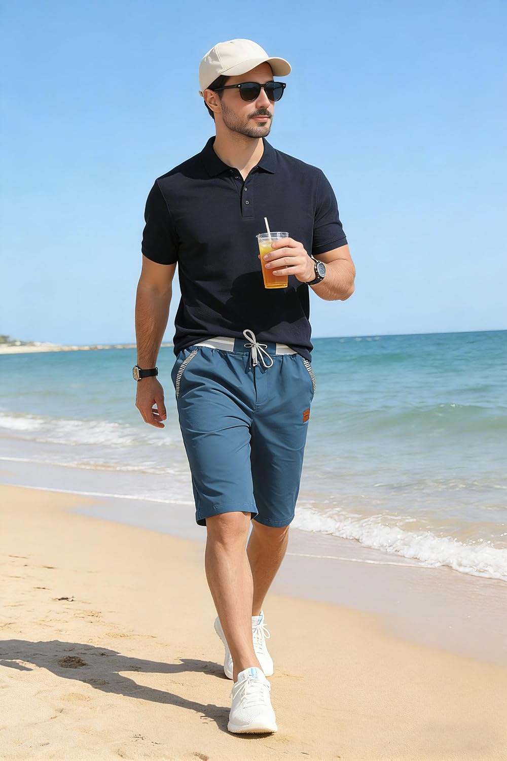 Detalle de Tansozer Mens Summer Casual Shorts Cotton with Elasticated Waistband