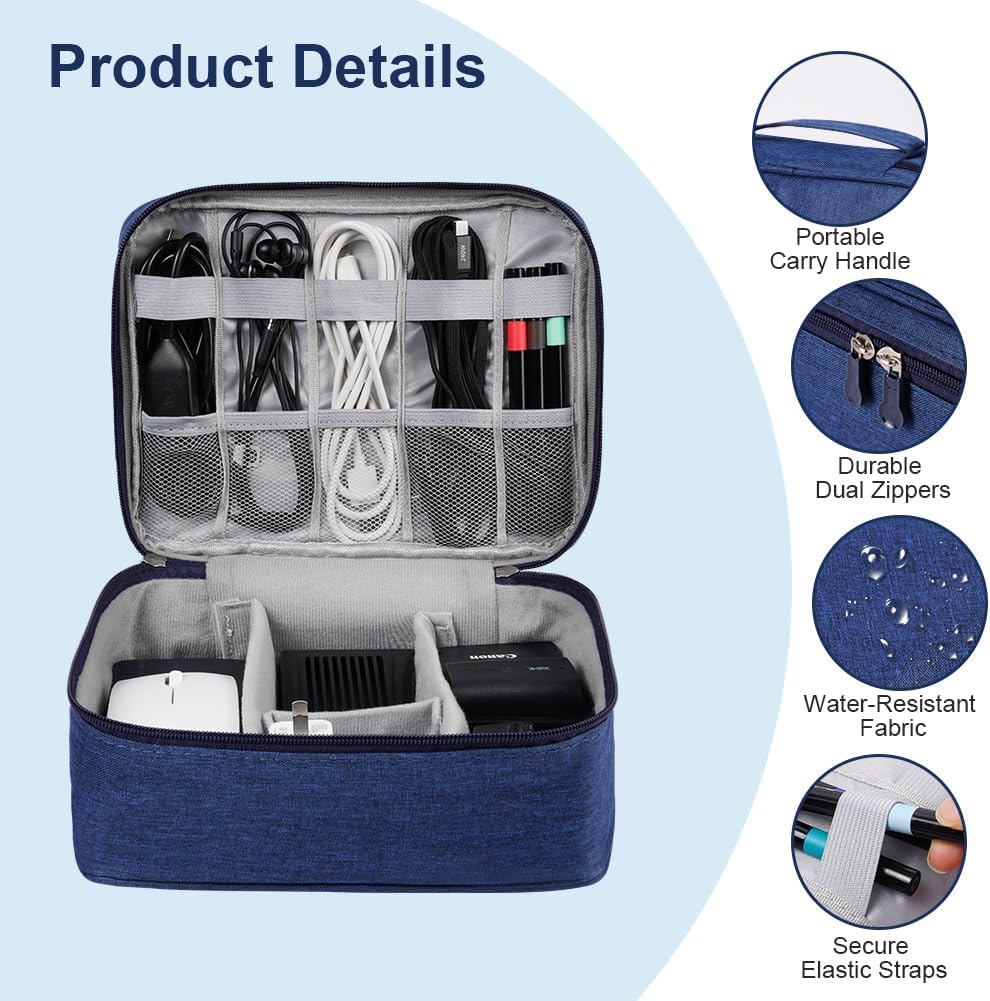 Thumbnail 2 de OFFCUP Kabeltasche Reise: Elektronik Organizer mit 2 Fächern, 24×18×10 cm, wasserdichtes 100D Gewebe