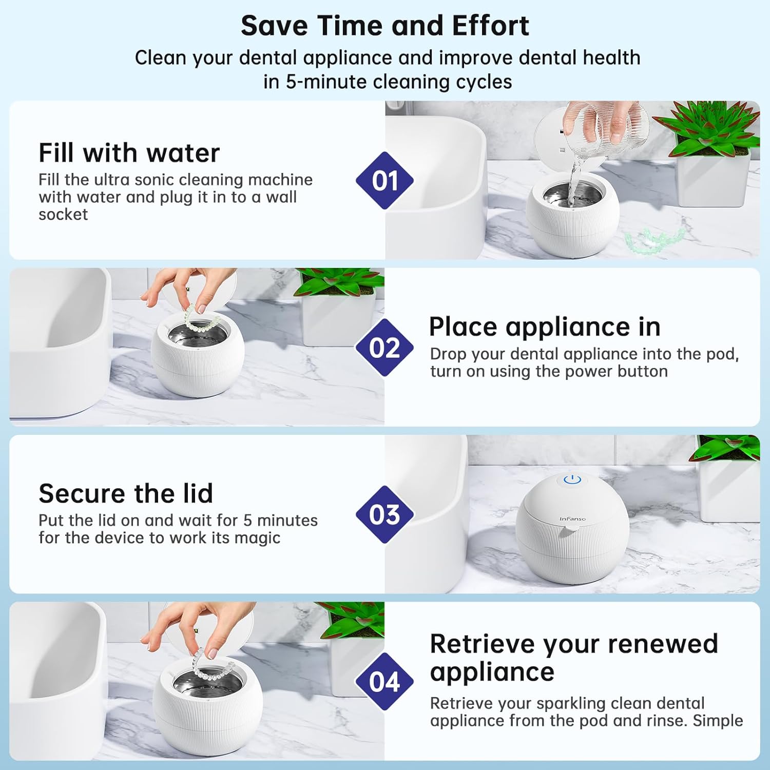 Thumbnail 5 de InFanso 42kHz Ultrasonic Retainer Cleaner for Aligners