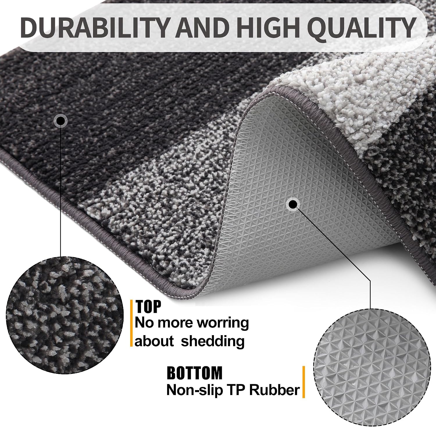 Detalle de Kitinjoy YSMD003 Indoor-Outdoor Door Mat, 59 x 36, Gray, Low-Profile