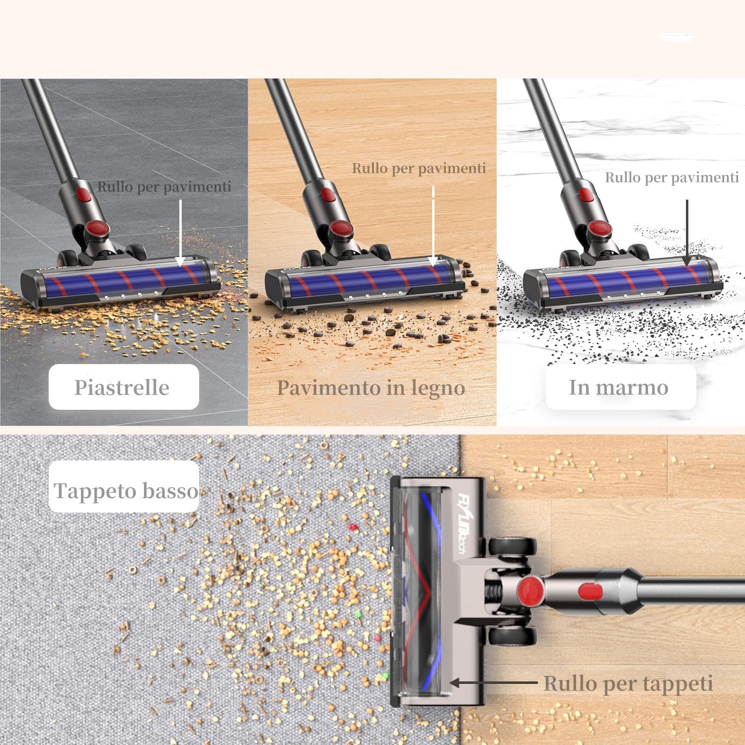 Thumbnail 5 de Spazzola compatibile con Dyson V7 V8 V10 V11 V15, testina di ricambio con 4 LED e 2 rulli