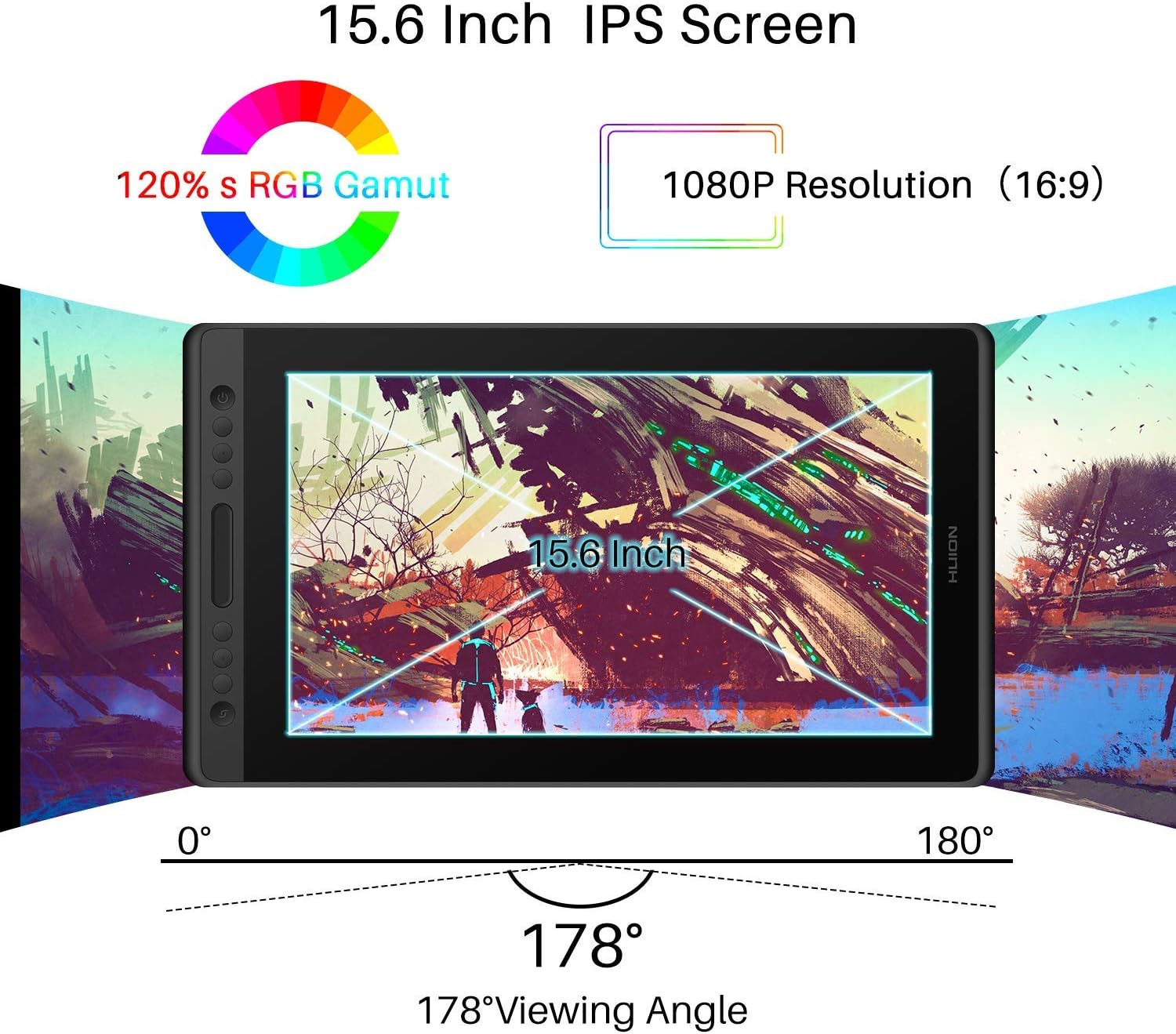 Detalle 2 de HUION Kamvas Pro 16 15.6-inch IPS Graphics Tablet with Anti-Glare Screen