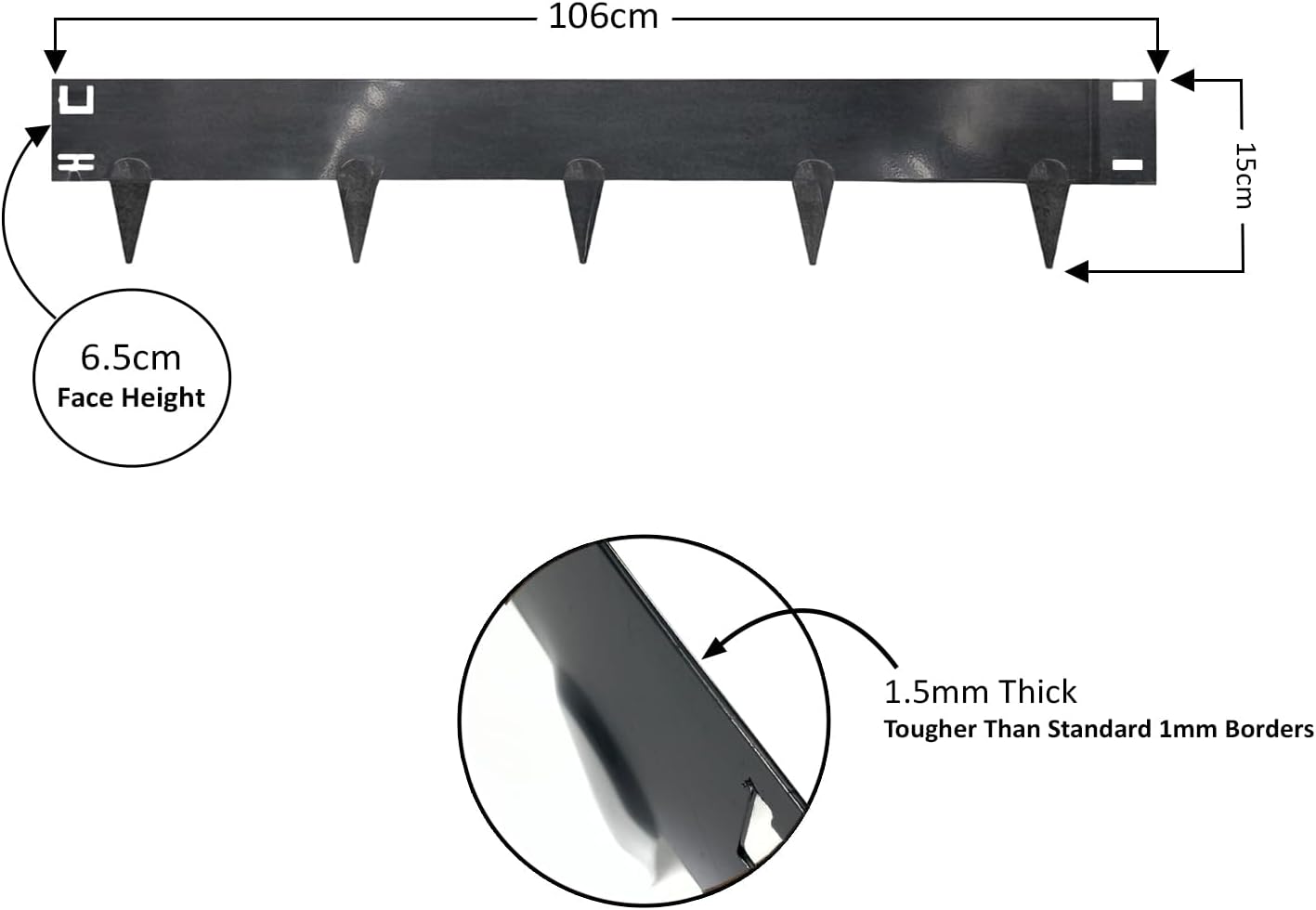 Detalle 2 de Nicoman Anthracite lawn edging 150mm 5m