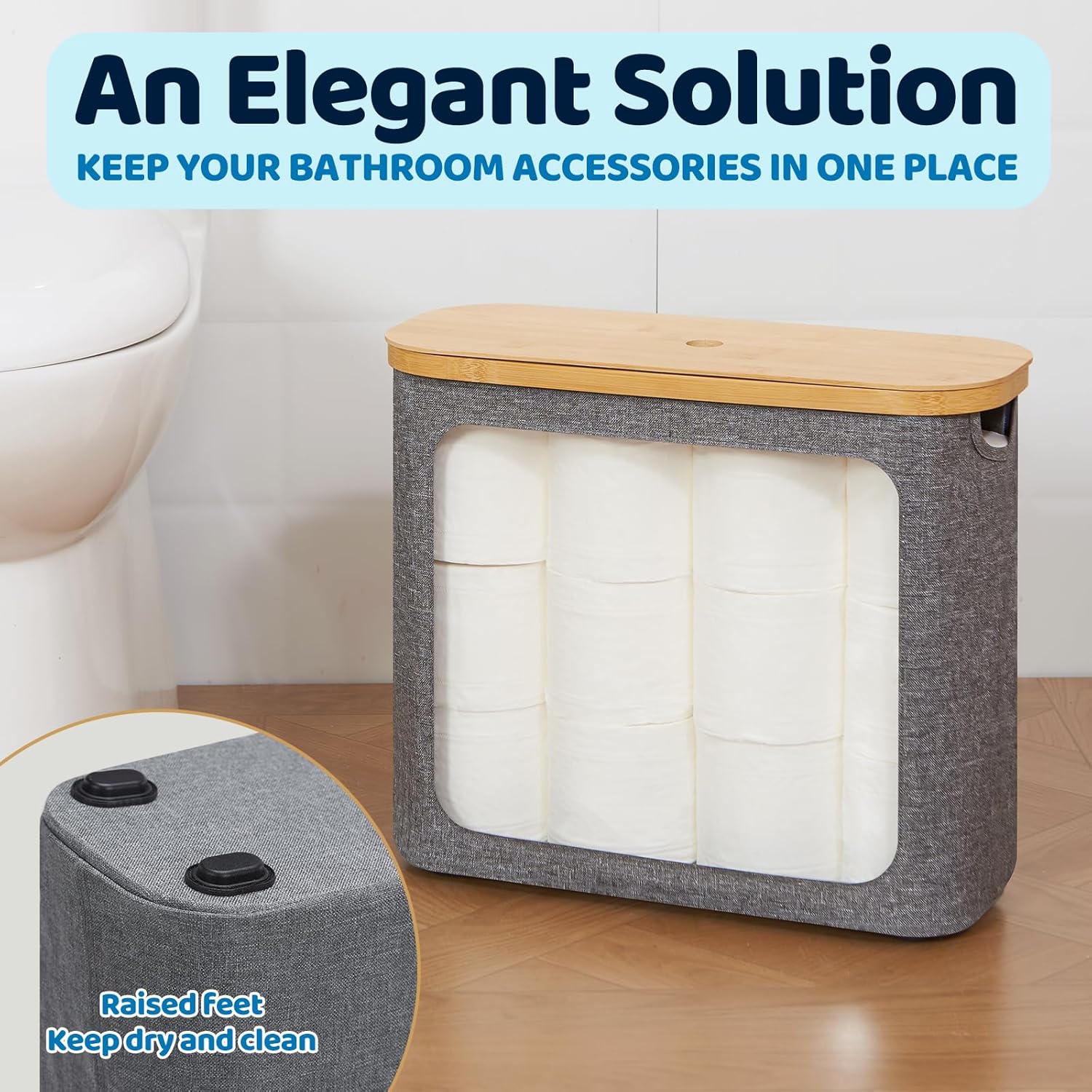Detalle de ROSOS Toilet Paper Storage Basket 12 Rolls