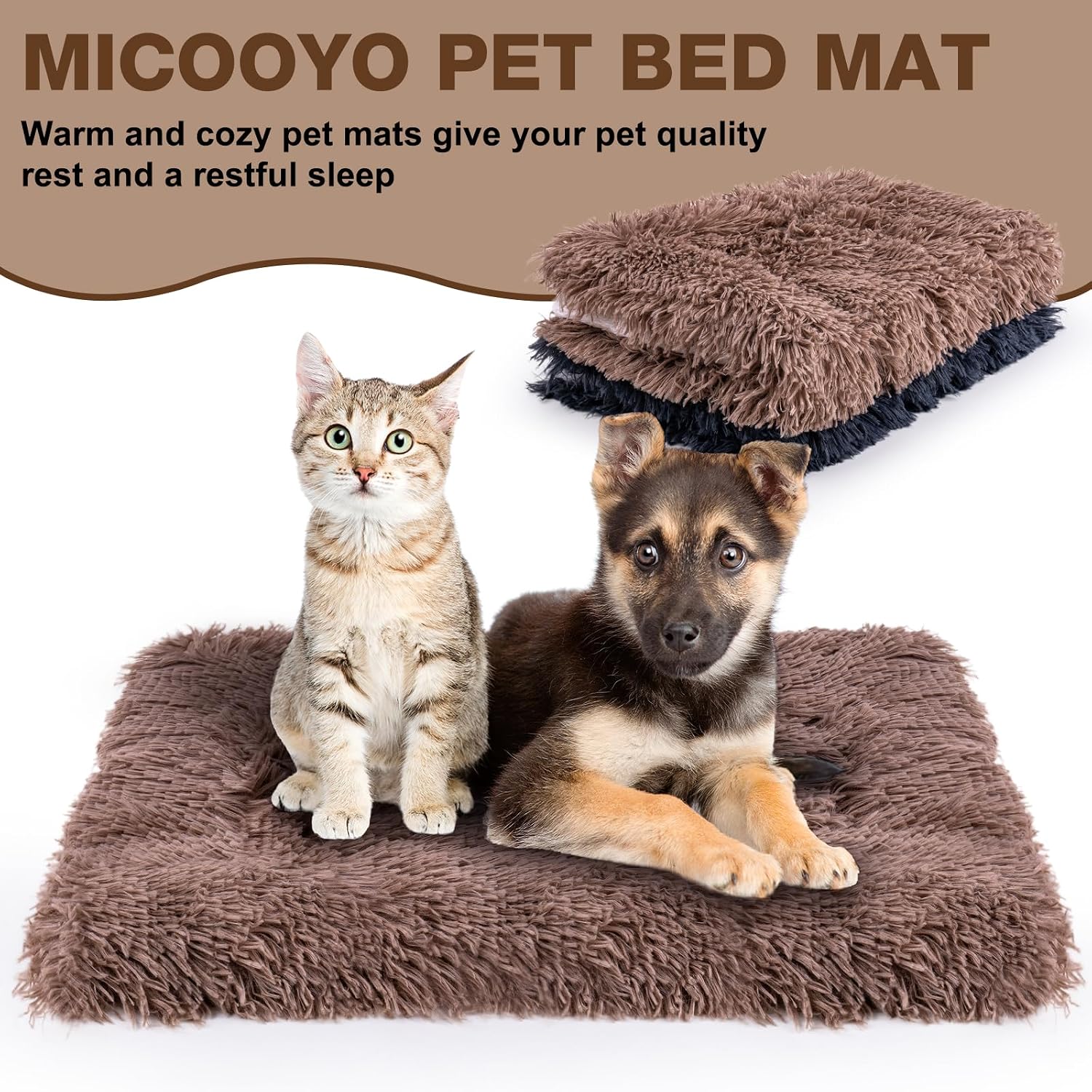 Detalle de MICOOYO Hundebett-Matratze – Fleece-Haustierkissen (61 × 41 cm) für kleine Hunde, Katzen und Welpen