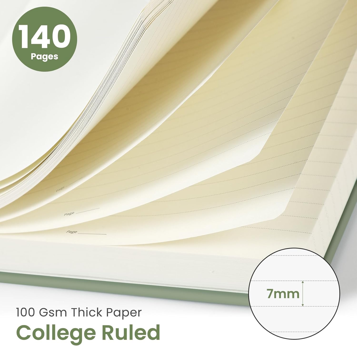 Thumbnail 1 de Taja Lined Spiral Journal Notebook (A5, Green) — 140 Pages, Hardcover, College Ruled
