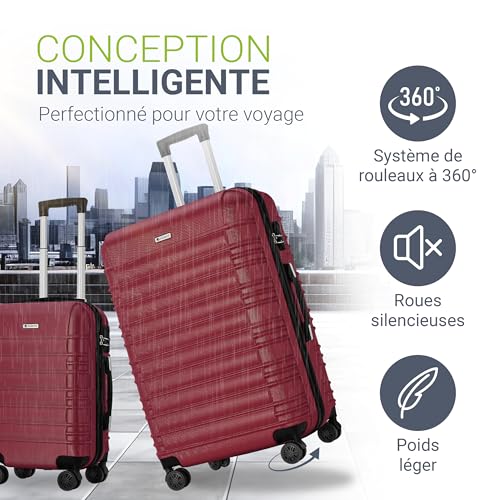 Detalle 2 de Juskys Set valises rigides 3 pièces – Voyage en toute sérénité avec roues 360°, serrure à code et poignée télescopique