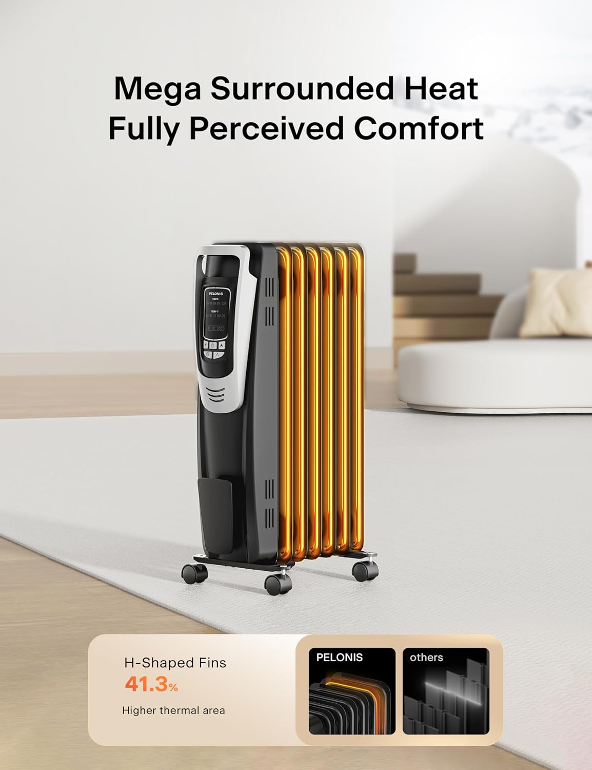 Detalle 2 de PELONIS Radiator Heater 5-Setting Silent Heater