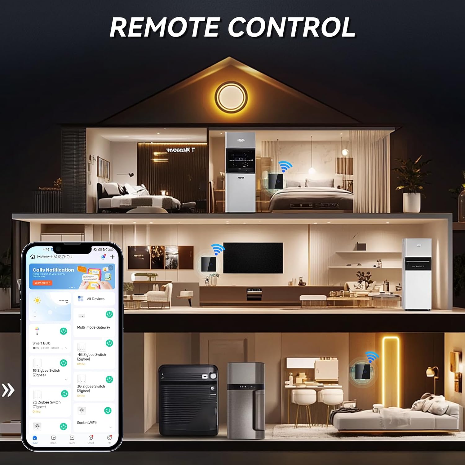 Detalle 1 de BSEED Smart Lichtschalter 2 Fach WLAN
