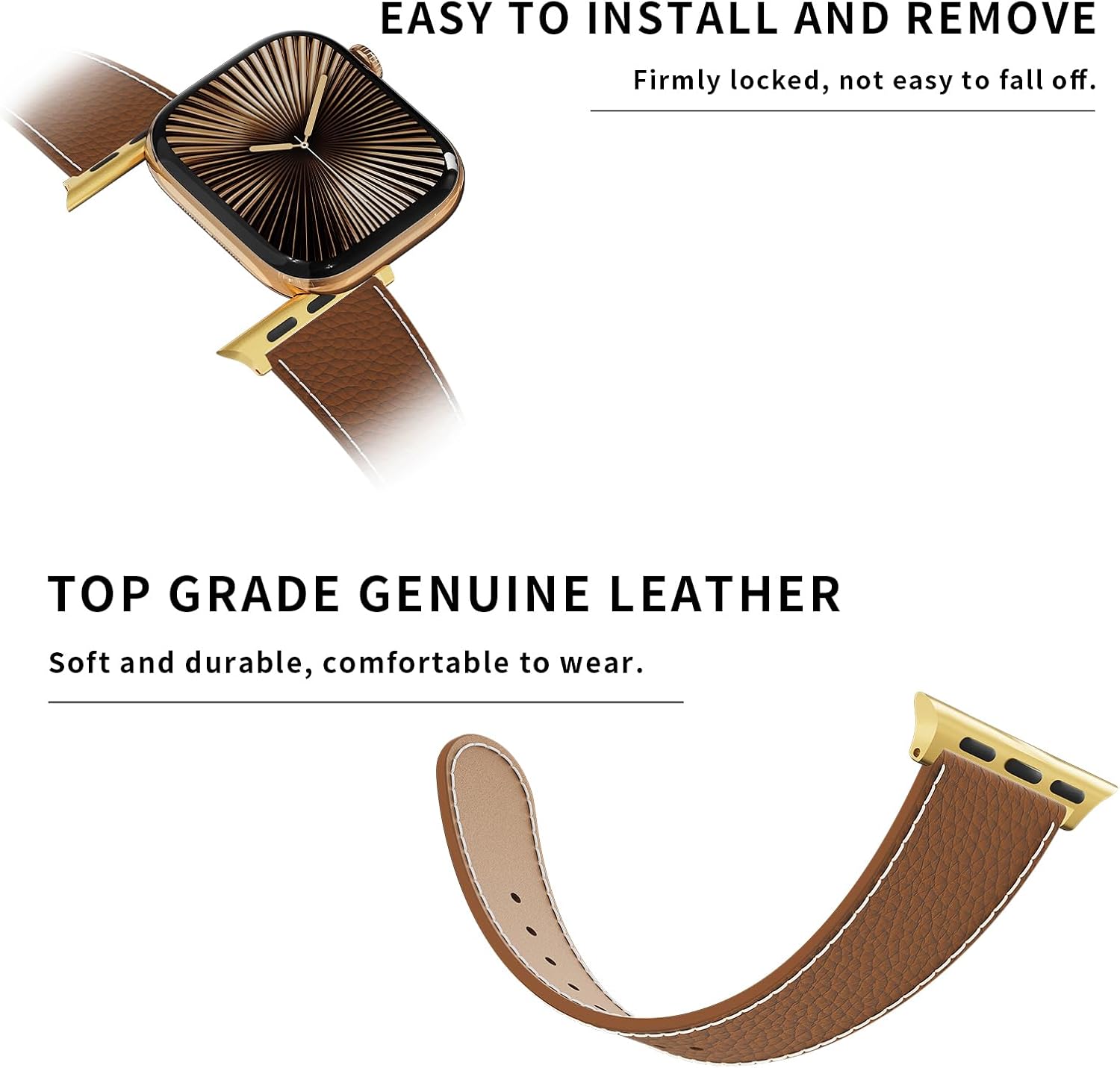 Detalle de Bracelet de rechange en cuir magnétique pour Apple Watch Ultra et modèles compatibles