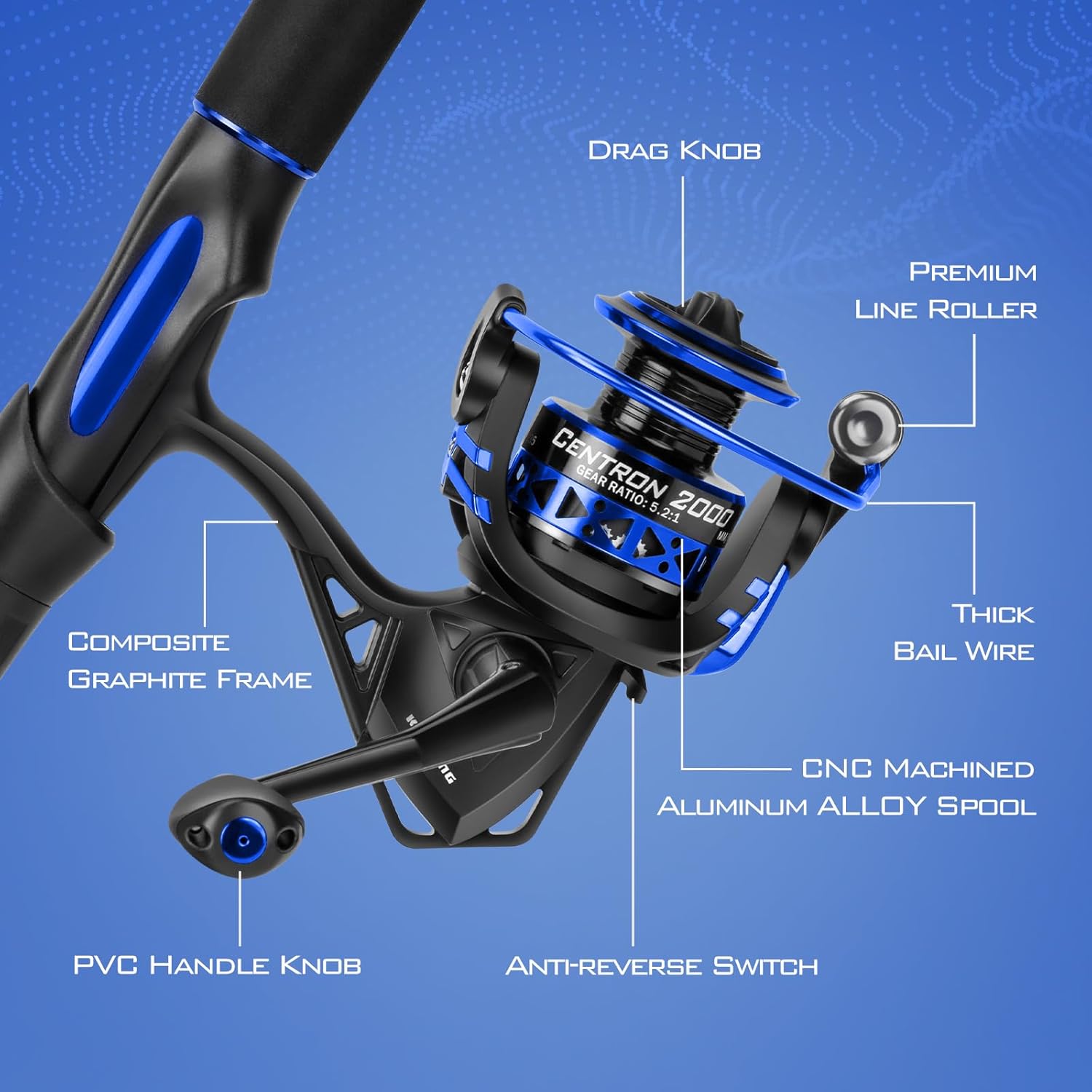 Thumbnail 3 de KastKing Centron Fishing Rod and Reel Combo: 2-Piece IM6 Graphite, Stainless Guides, Contoured EVA